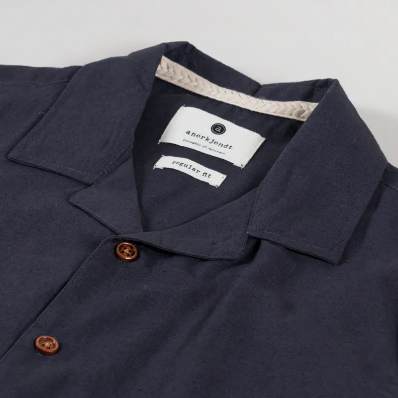 Anerkjendt Akleo Cotton Linen Shirt Dark Grey-2