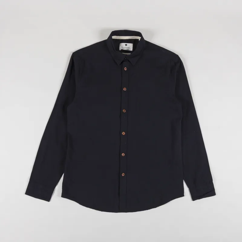 Anerkjendt Akleif Long Sleeve Cotton Linen Shirt Caviar