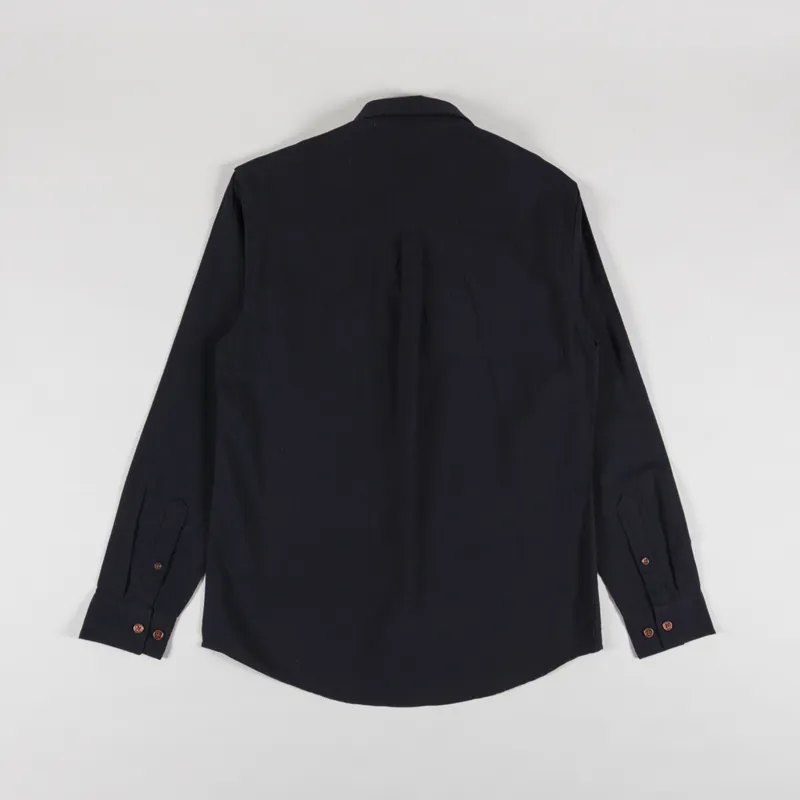 Anerkjendt Akleif Long Sleeve Cotton Linen Shirt Caviar-1