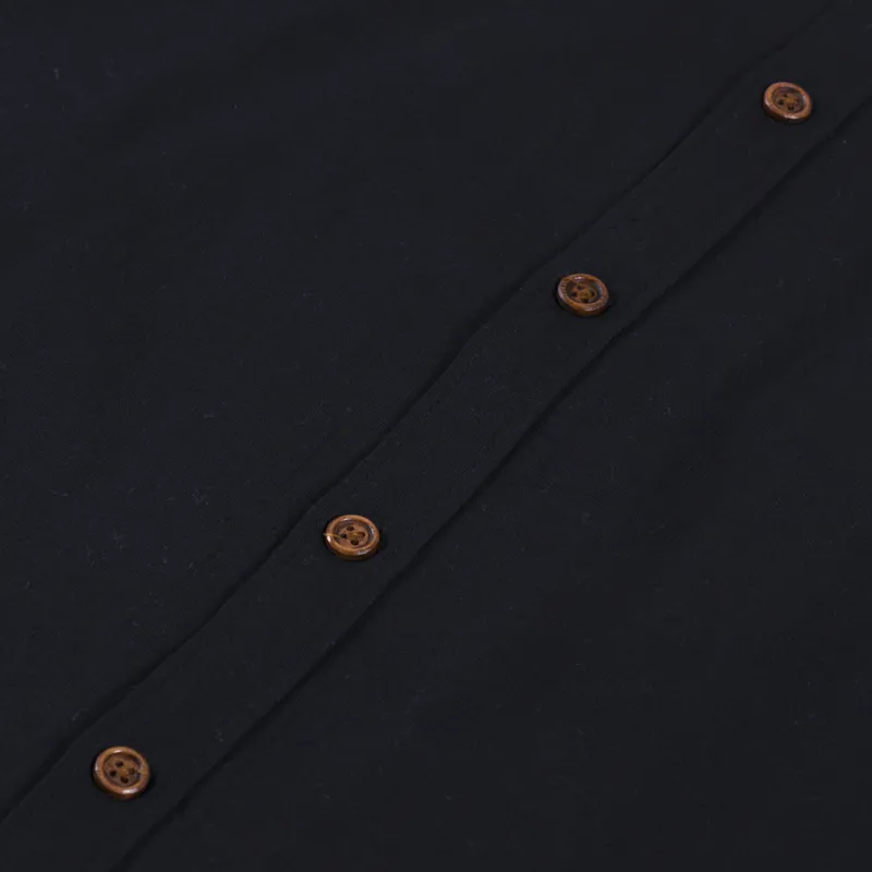 Anerkjendt Akleif Long Sleeve Cotton Linen Shirt Caviar-5