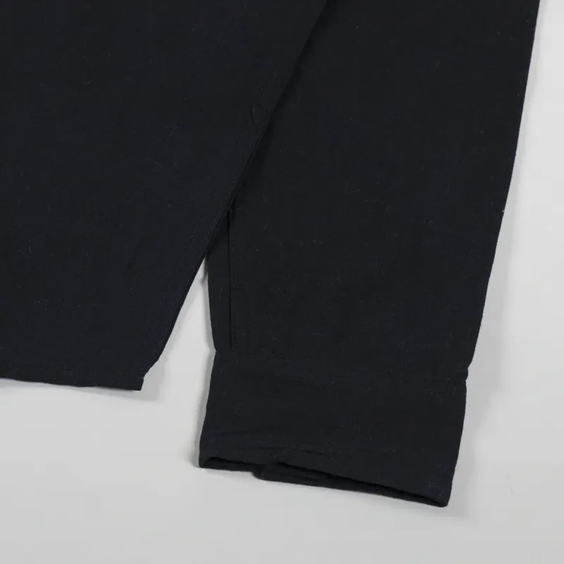 Anerkjendt Akleif Long Sleeve Cotton Linen Shirt Caviar-7