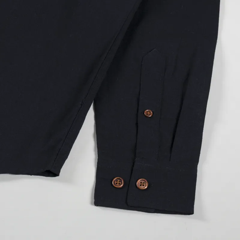 Anerkjendt Akleif Long Sleeve Cotton Linen Shirt Caviar-8