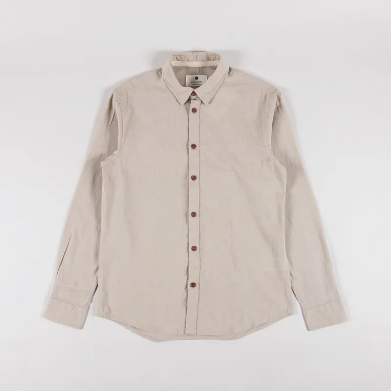 Anerkjendt Akleif Long Sleeve Cotton Linen Shirt Feather Gray