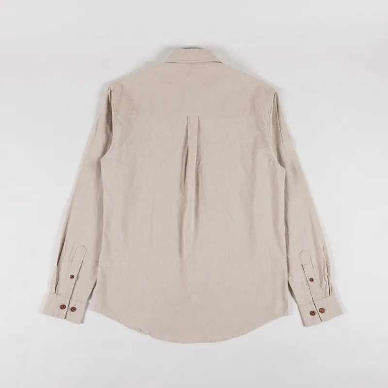 Anerkjendt Akleif Long Sleeve Cotton Linen Shirt Feather Gray-1