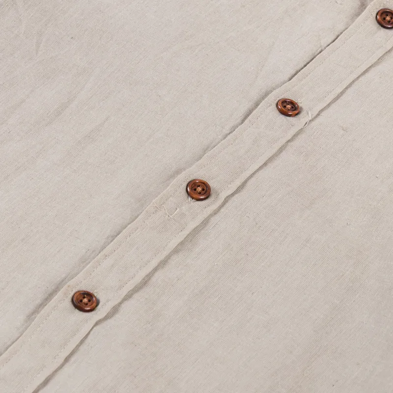 Anerkjendt Akleif Long Sleeve Cotton Linen Shirt Feather Gray-5