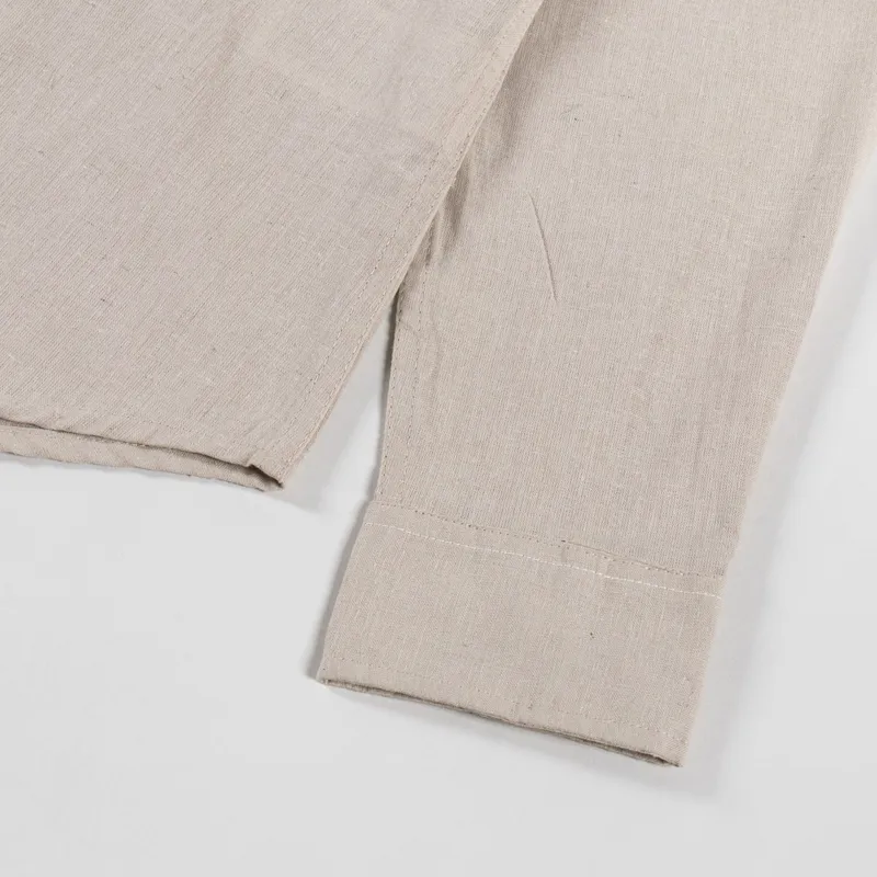 Anerkjendt Akleif Long Sleeve Cotton Linen Shirt Feather Gray-6