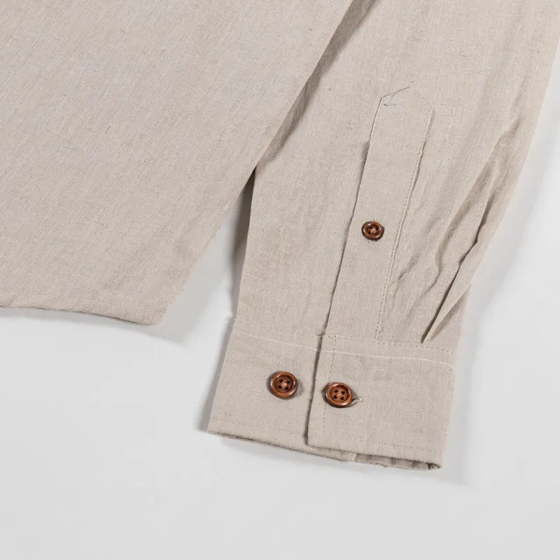 Anerkjendt Akleif Long Sleeve Cotton Linen Shirt Feather Gray-7