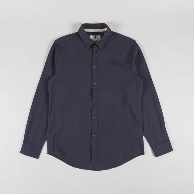 Anerkjendt Akleif Long Sleeve Cotton Linen Shirt Dark Grey