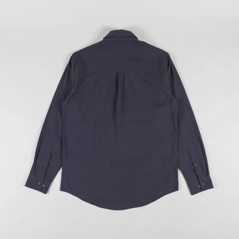 Anerkjendt Akleif Long Sleeve Cotton Linen Shirt Dark Grey-1