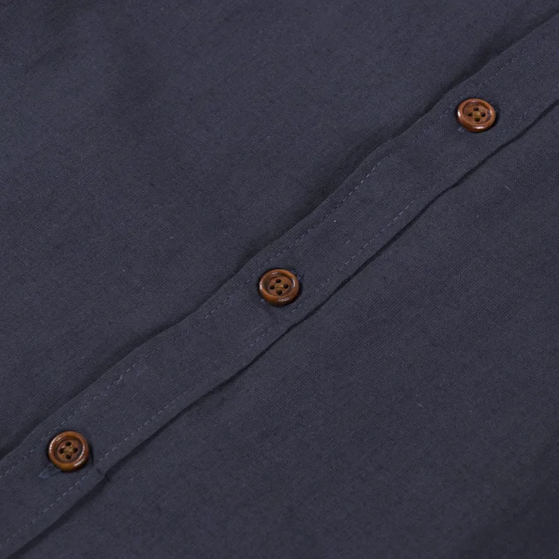 Anerkjendt Akleif Long Sleeve Cotton Linen Shirt Dark Grey-4