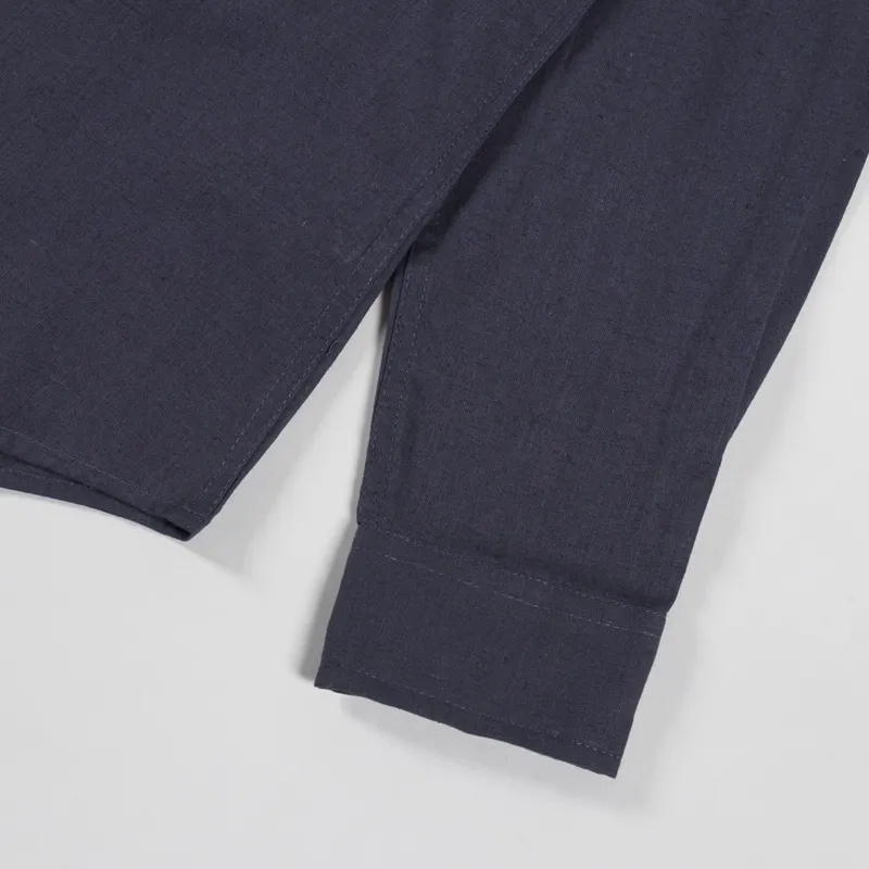 Anerkjendt Akleif Long Sleeve Cotton Linen Shirt Dark Grey-5