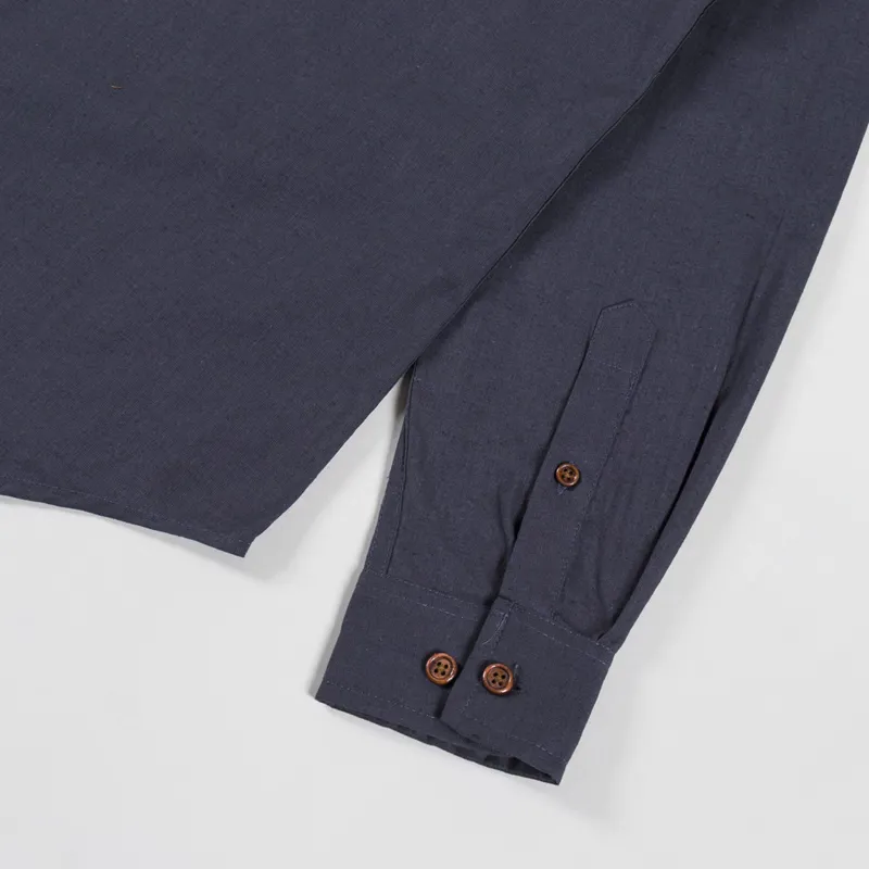 Anerkjendt Akleif Long Sleeve Cotton Linen Shirt Dark Grey-6