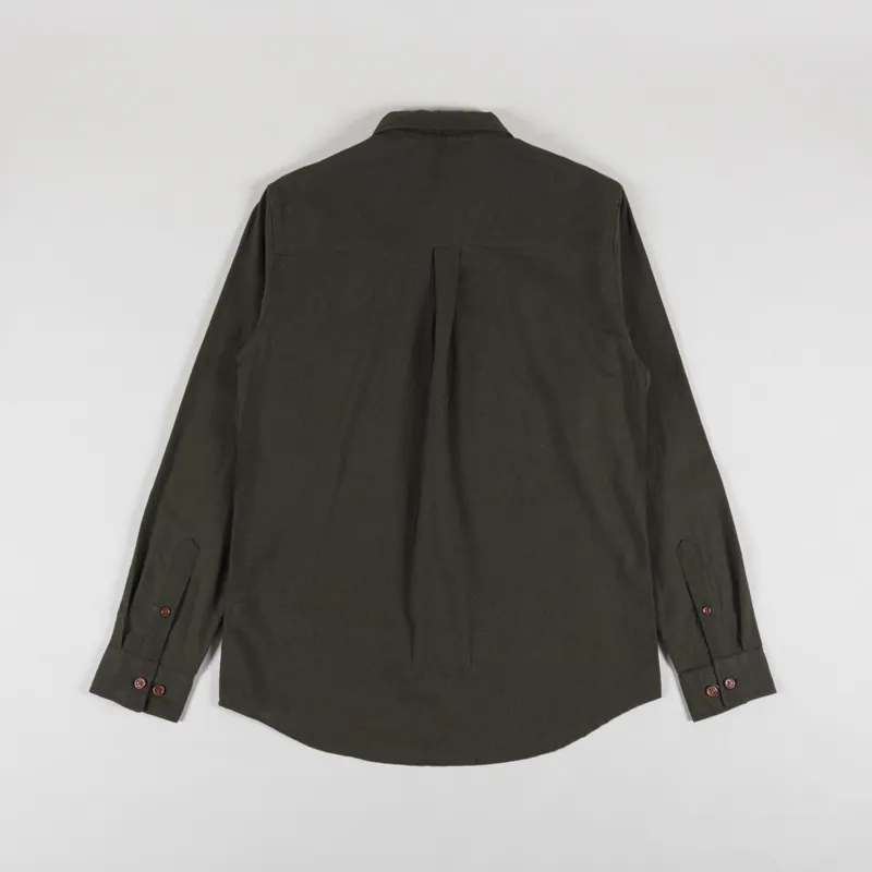 Anerkjendt Akleif Long Sleeve Cotton Linen Shirt Forest Night-1
