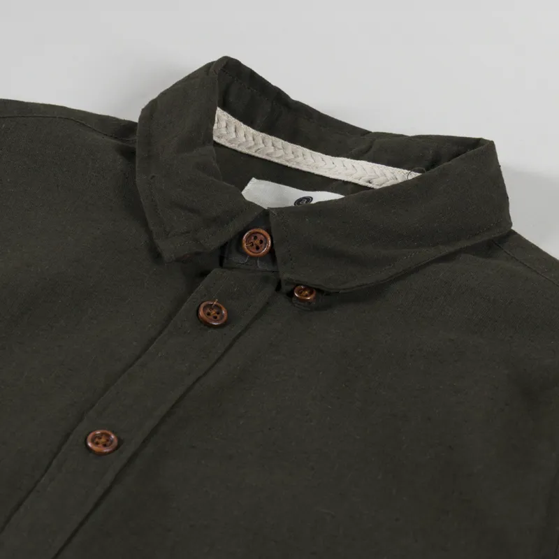 Anerkjendt Akleif Long Sleeve Cotton Linen Shirt Forest Night-4