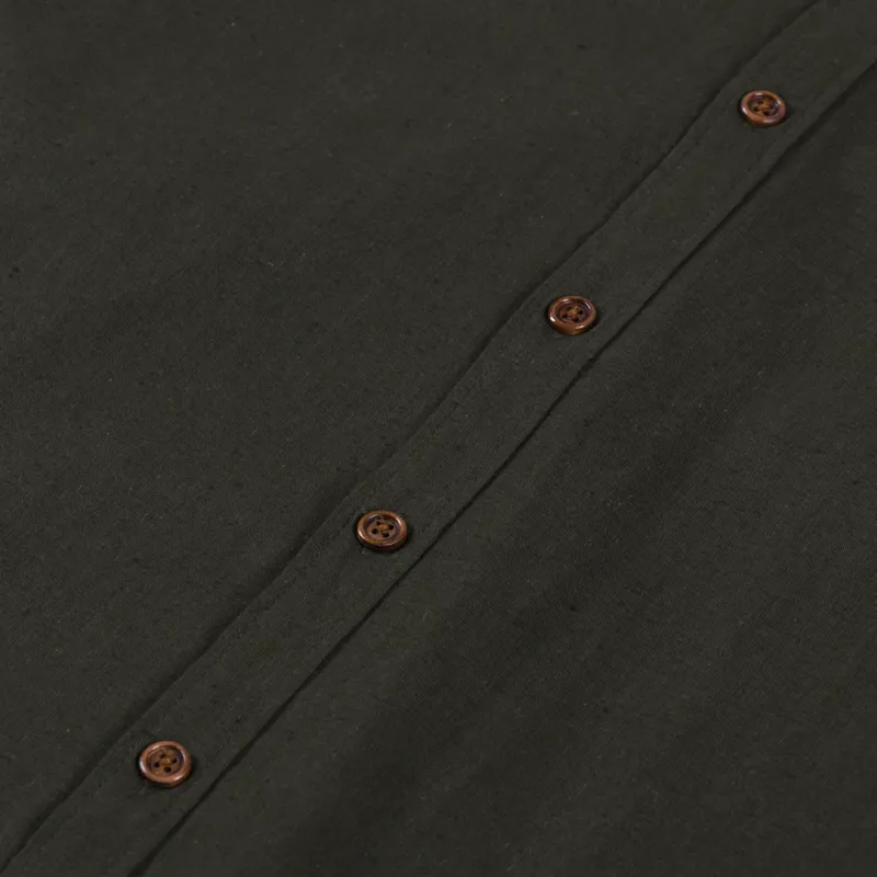 Anerkjendt Akleif Long Sleeve Cotton Linen Shirt Forest Night-5