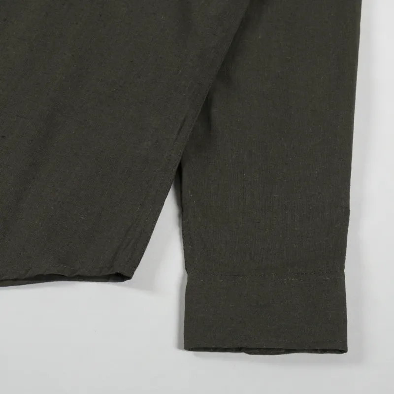 Anerkjendt Akleif Long Sleeve Cotton Linen Shirt Forest Night-6