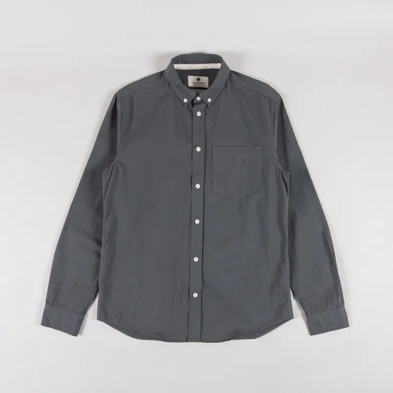 Anerkjendt Akkonrad Long Sleeve Twill Shirt Granite Grey
