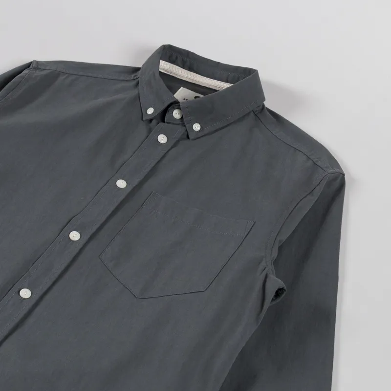 Anerkjendt Akkonrad Long Sleeve Twill Shirt Granite Grey-2