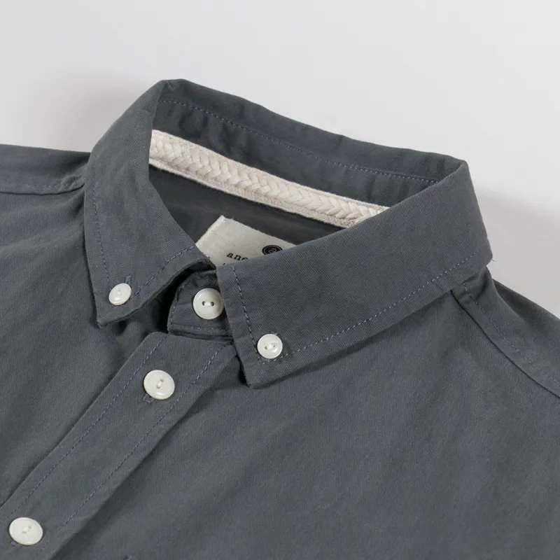 Anerkjendt Akkonrad Long Sleeve Twill Shirt Granite Grey-4