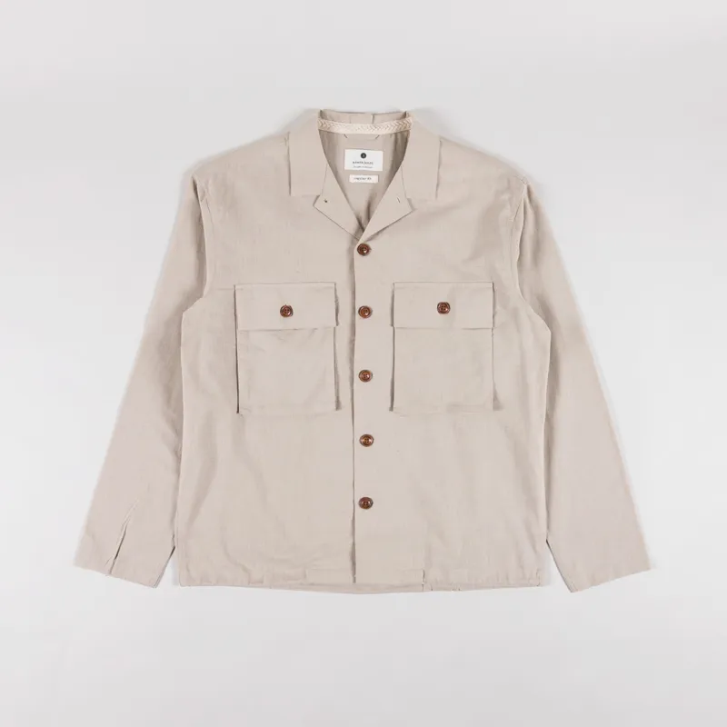 Anerkjendt Akotto Cotton Linen Overshirt Feather Grey