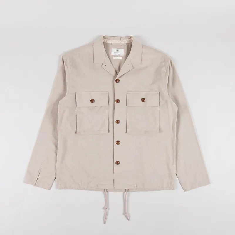 Anerkjendt Akotto Cotton Linen Overshirt Feather Grey-1