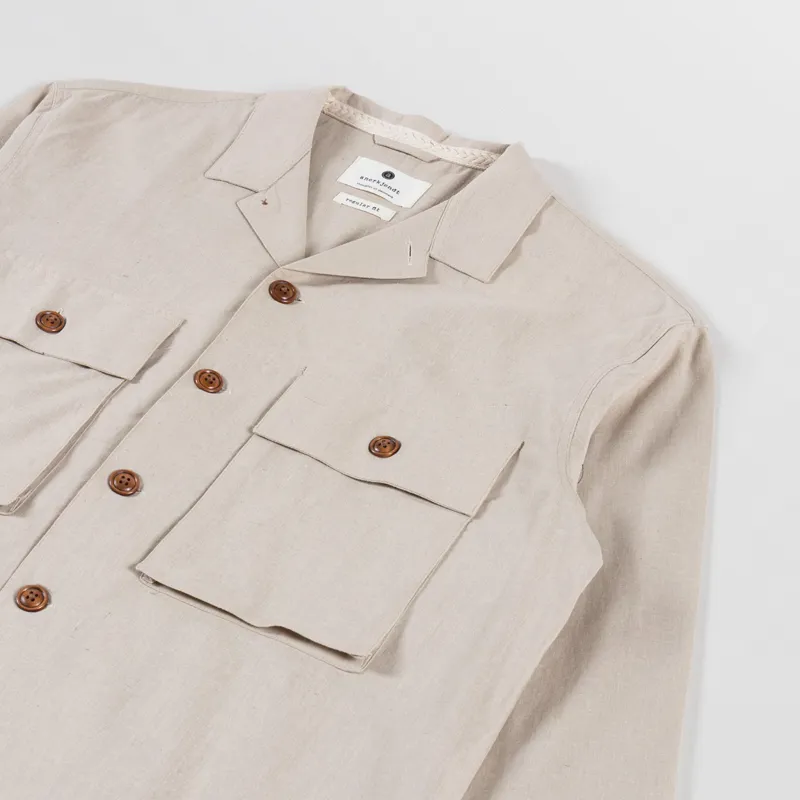 Anerkjendt Akotto Cotton Linen Overshirt Feather Grey-3