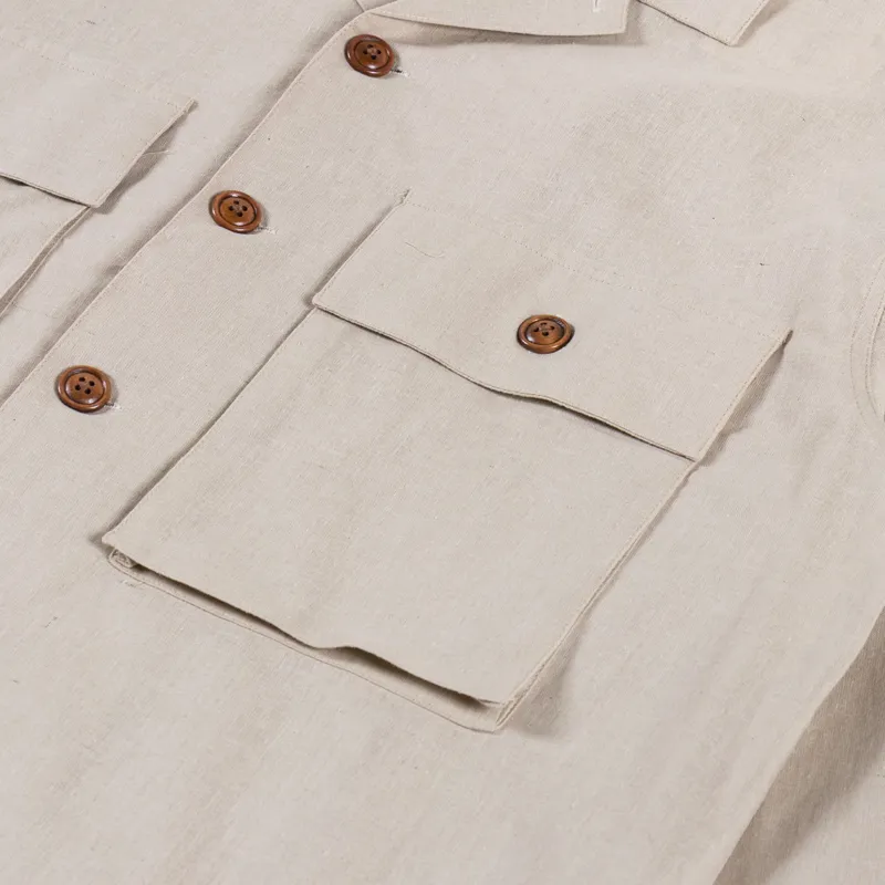 Anerkjendt Akotto Cotton Linen Overshirt Feather Grey-6