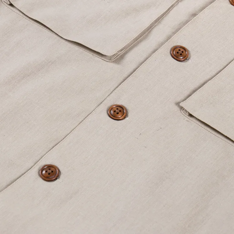 Anerkjendt Akotto Cotton Linen Overshirt Feather Grey-7