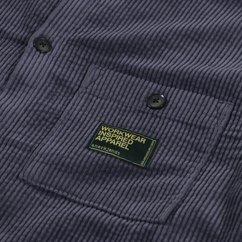 Anerkjendt Aktheo Cord Overshirt Indian Teal-4