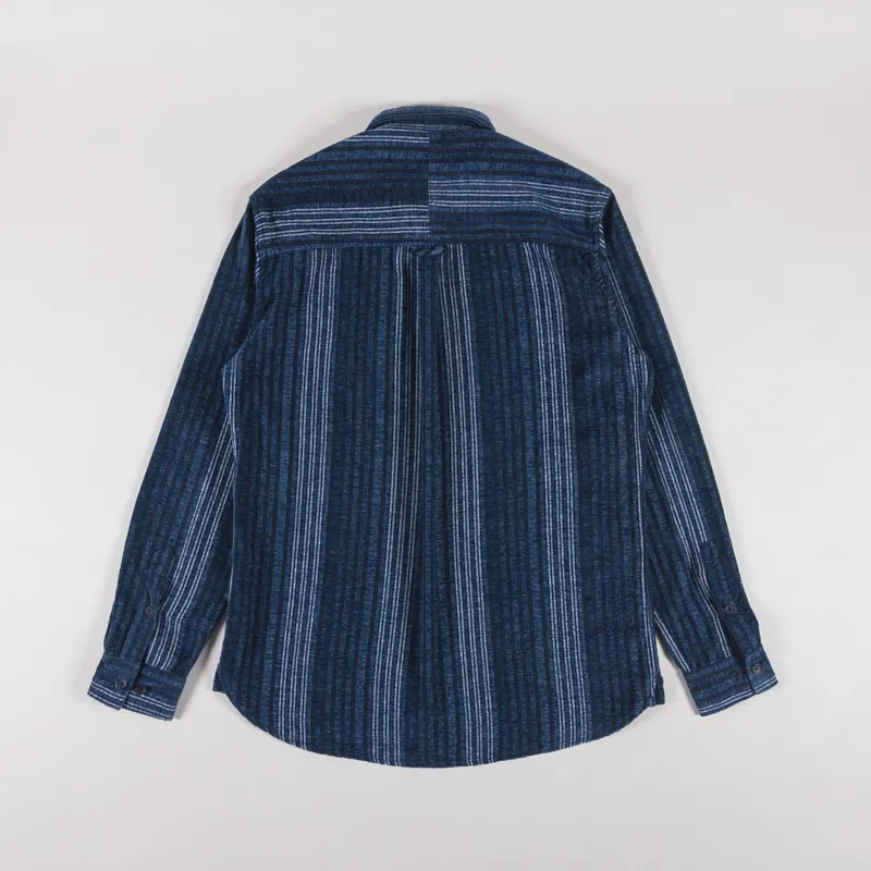 Anerkjendt Akleif Brushed Stripe Shirt Sky Captain-1