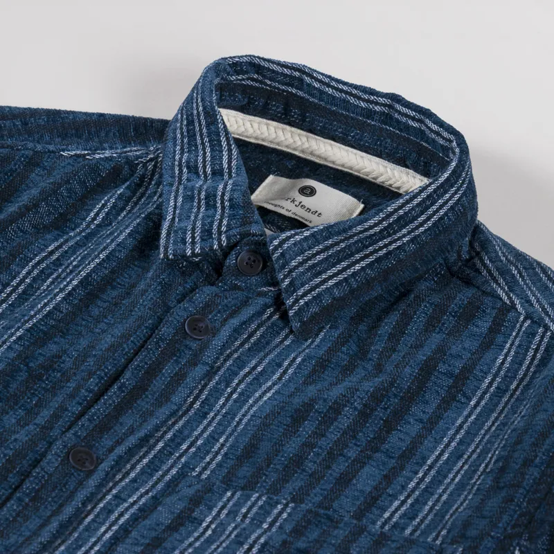 Anerkjendt Akleif Brushed Stripe Shirt Sky Captain-2