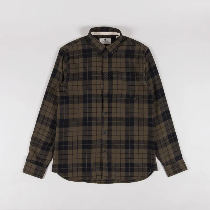 Anerkjendt Akleif Twill Check Shirt Forest Night