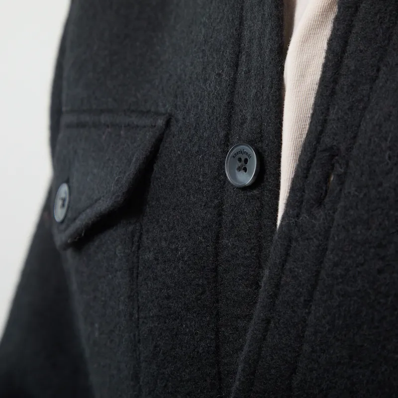Anerkjendt Akoscar Boiled Wool Overshirt Caviar-4