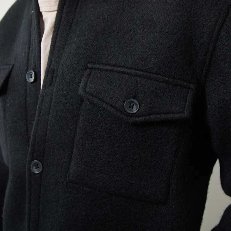 Anerkjendt Akoscar Boiled Wool Overshirt Caviar-5