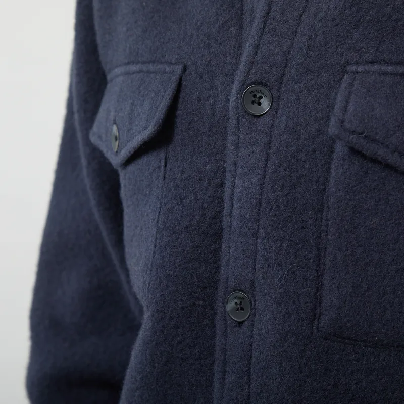 Anerkjendt Akoscar Boiled Wool Overshirt Sky Captain-5
