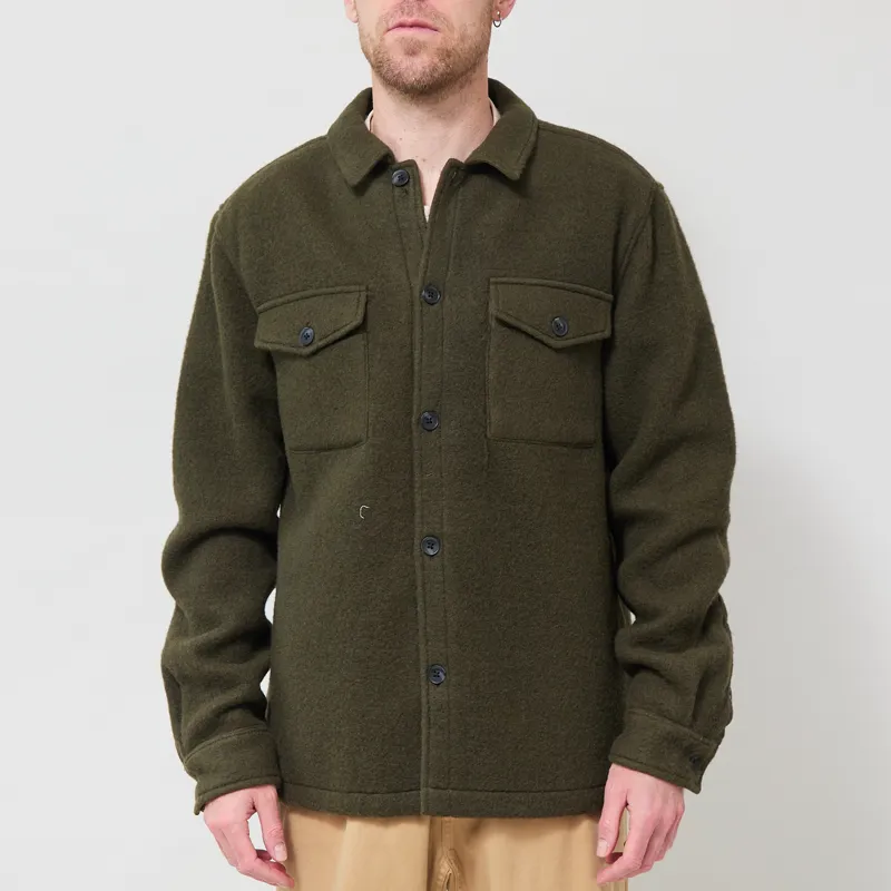 Anerkjendt Akoscar Boiled Wool Overshirt Forest Night