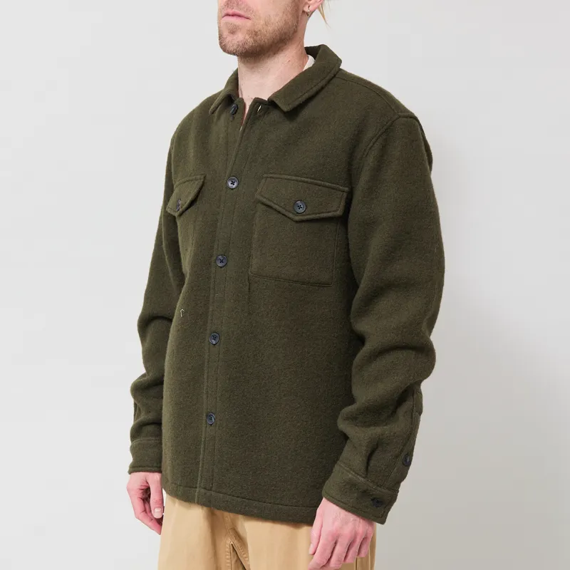 Anerkjendt Akoscar Boiled Wool Overshirt Forest Night-1