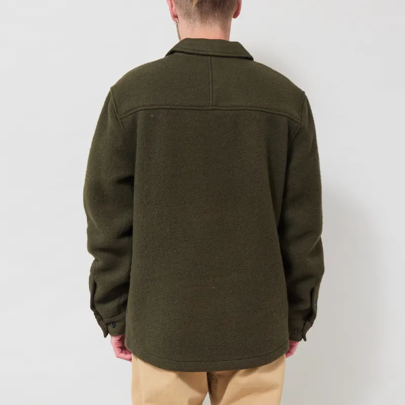 Anerkjendt Akoscar Boiled Wool Overshirt Forest Night-2