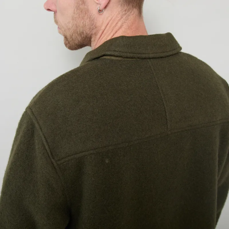 Anerkjendt Akoscar Boiled Wool Overshirt Forest Night-3