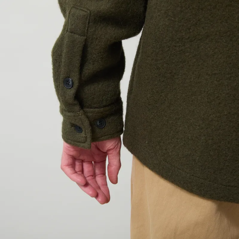 Anerkjendt Akoscar Boiled Wool Overshirt Forest Night-4