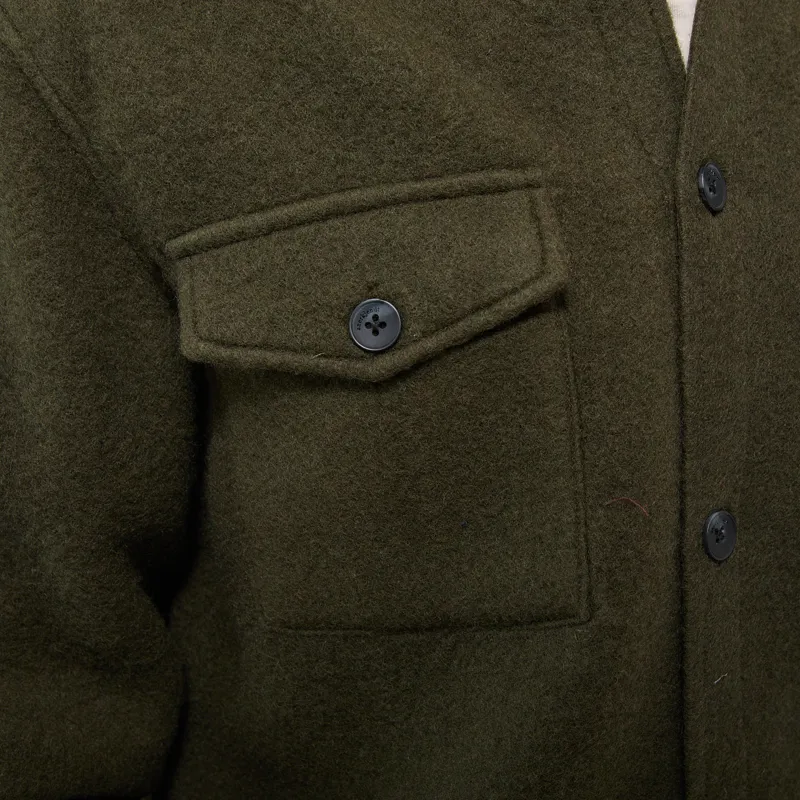 Anerkjendt Akoscar Boiled Wool Overshirt Forest Night-6