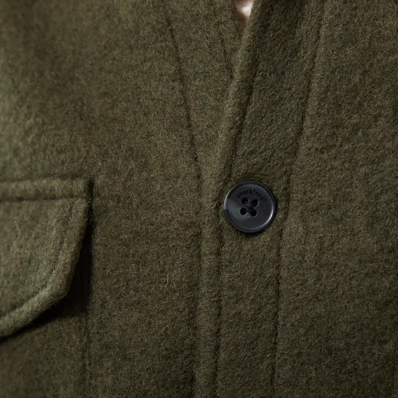 Anerkjendt Akoscar Boiled Wool Overshirt Forest Night-7
