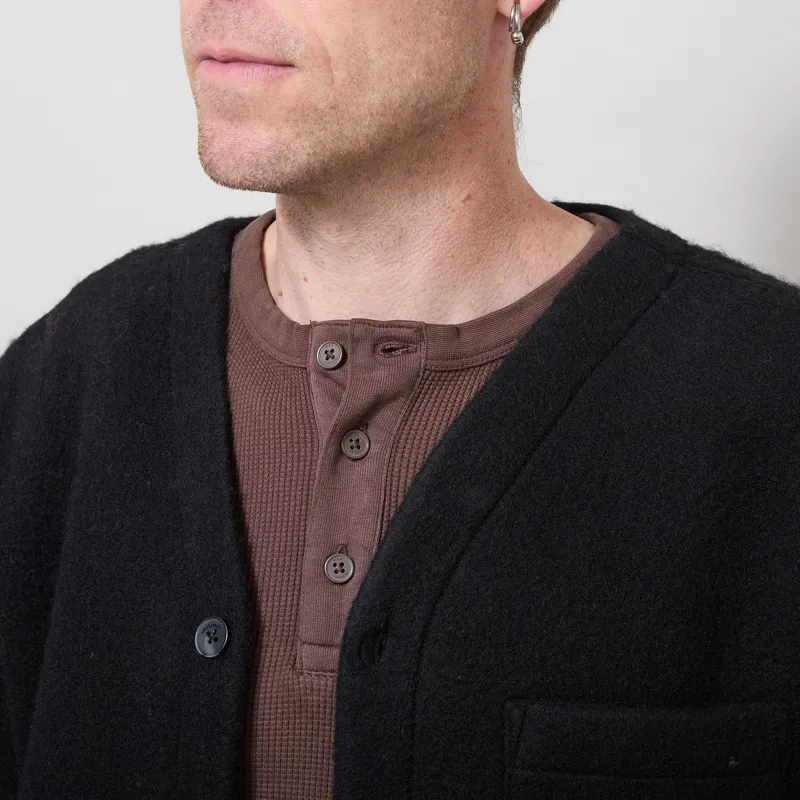 Anerkjendt Aksigurd Boiled Wool Overshirt Caviar-3