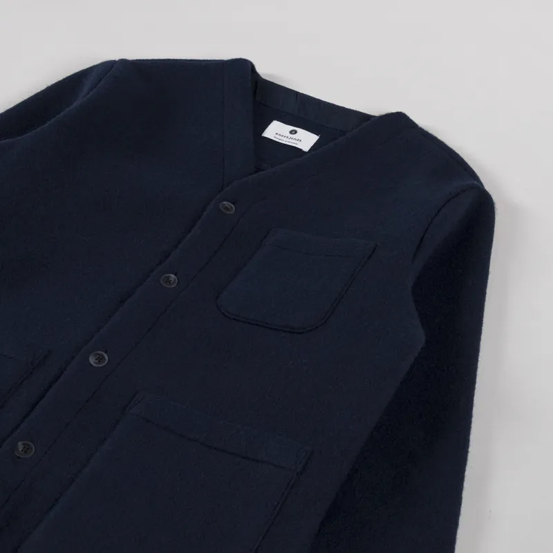 Anerkjendt Aksigurd Boiled Wool Overshirt Sky Captain-2