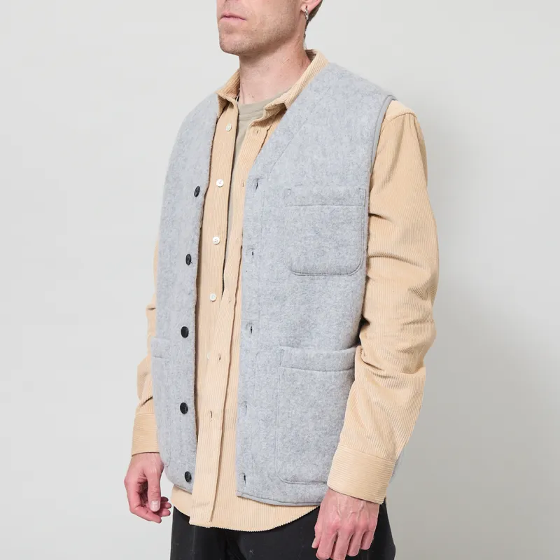 Anerkjendt Akrasmus Boiled Wool Gilet Light Grey Mel-1