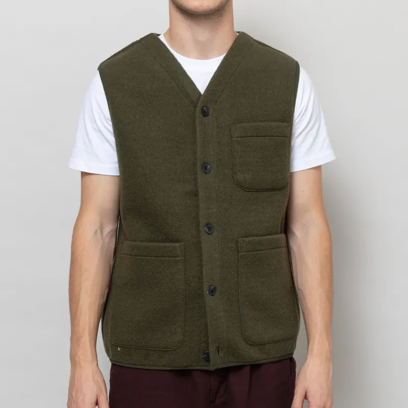 Anerkjendt Akrasmus Boiled Wool Gilet Forest Night