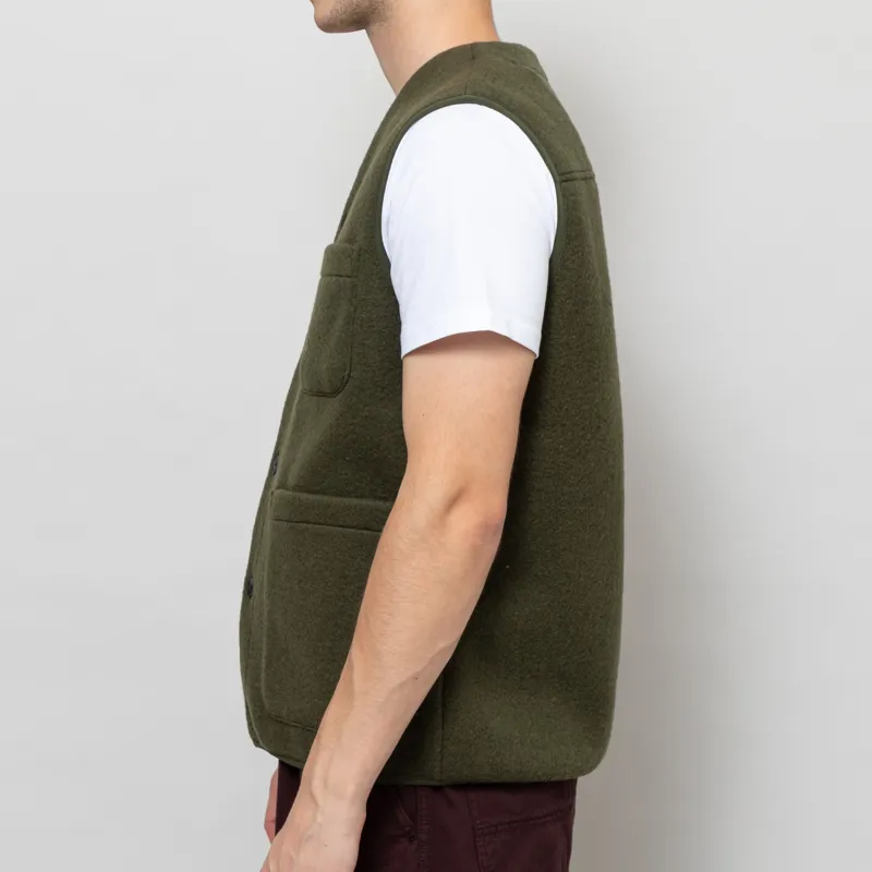 Anerkjendt Akrasmus Boiled Wool Gilet Forest Night-2