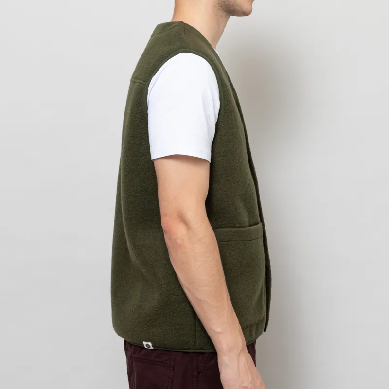 Anerkjendt Akrasmus Boiled Wool Gilet Forest Night-4