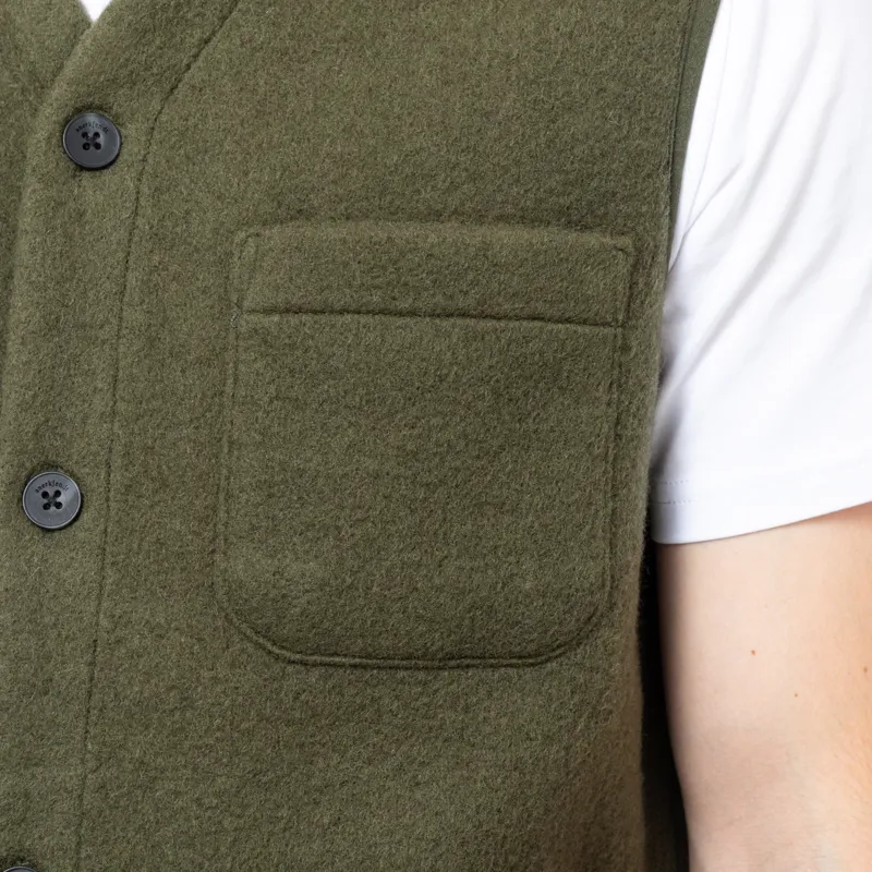 Anerkjendt Akrasmus Boiled Wool Gilet Forest Night-7