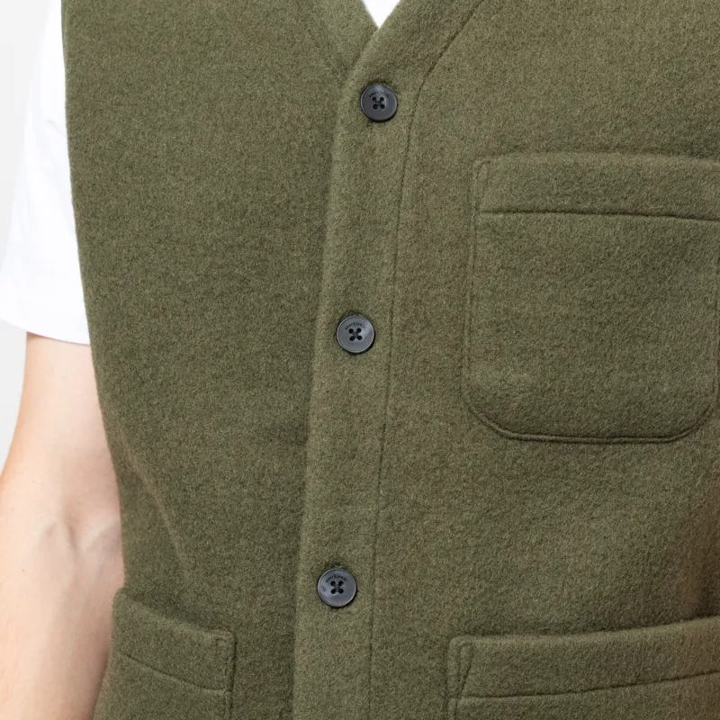 Anerkjendt Akrasmus Boiled Wool Gilet Forest Night-6